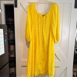 Lane Bryant Bright Yellow Lace-Trim Midi Dress